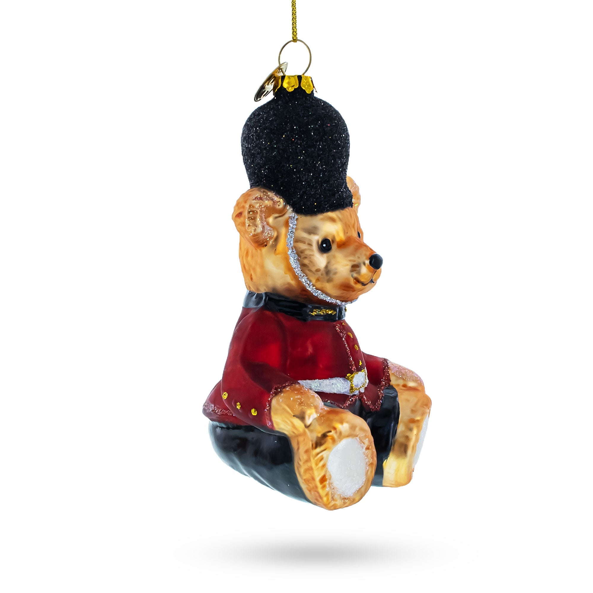Teddy Bear in King's Guard Uniform Glass Christmas Ornament