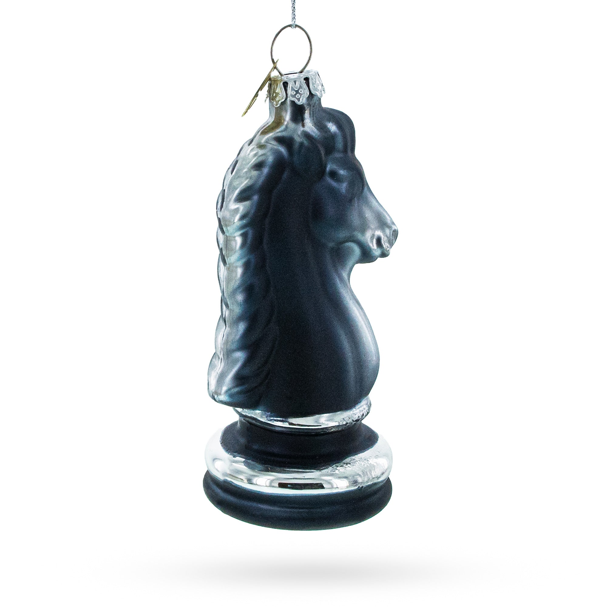 Black Knight Chess Glass Christmas Ornament