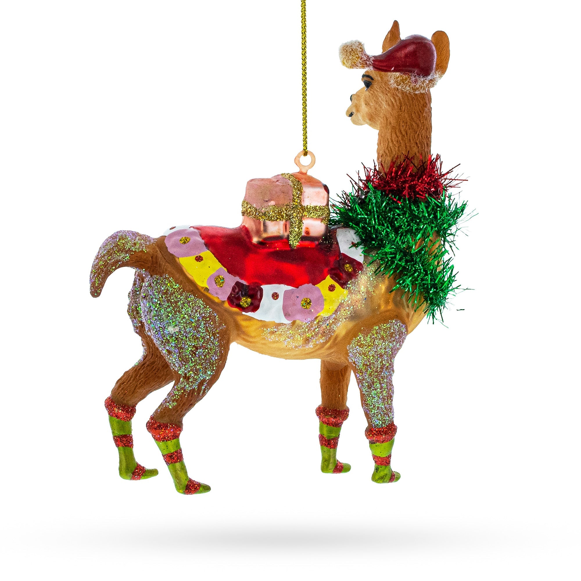 Alpaca Glass Christmas Ornament