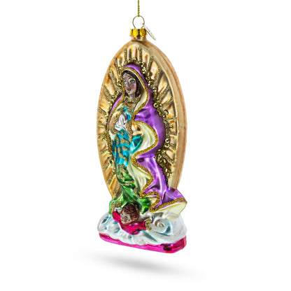 Reverent Virgin Mary Glass Christmas Ornament