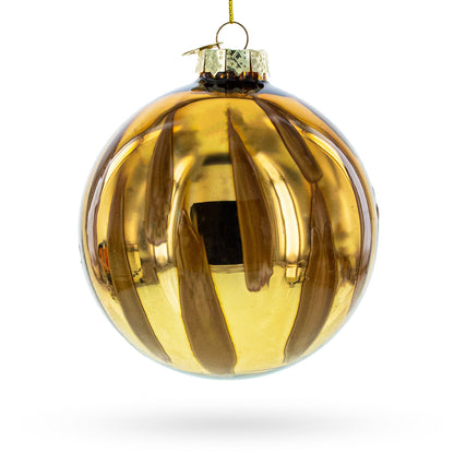 Gleaming Gold Oblong Glass Ball Christmas Ornament