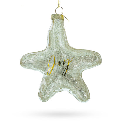Golden Gleaming Star "Joy" Glass Christmas Ornament