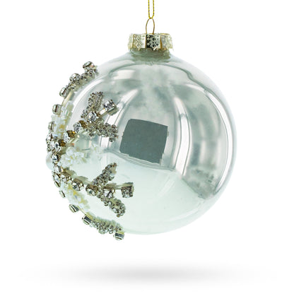 Silver Glitter Snowflake Glass Ball Christmas Ornament