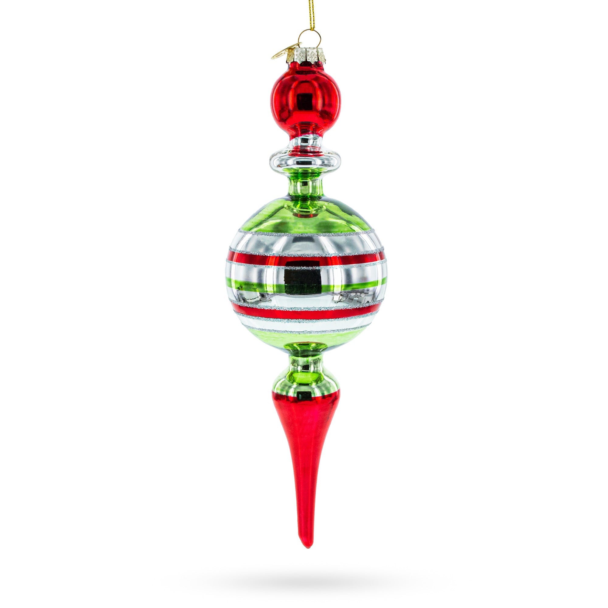Vintage Style Multicolored Finial Glass Christmas Ornament
