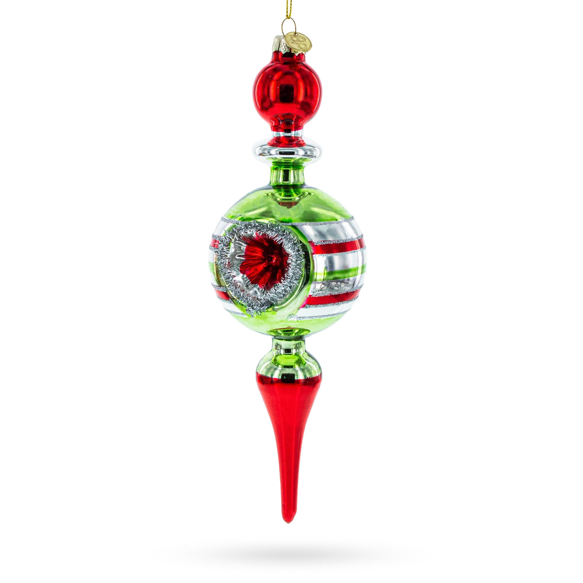 Vintage Style Multicolored Finial Glass Christmas Ornament