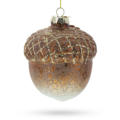 Acorn Rustic Glass Christmas Ornament