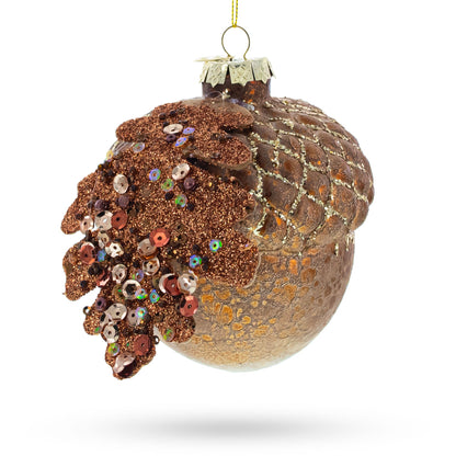 Acorn Rustic Glass Christmas Ornament