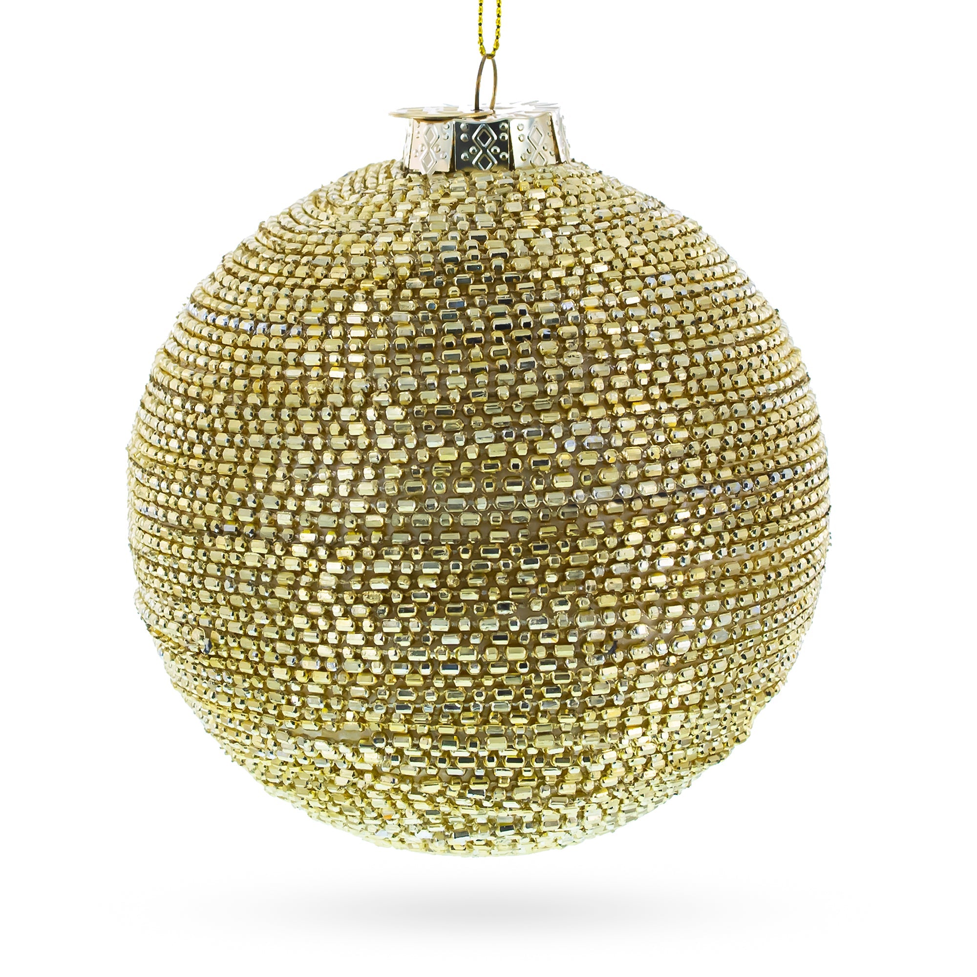 Beaded Gold Glass Ball -Glass Christmas Ornament BestPysanky