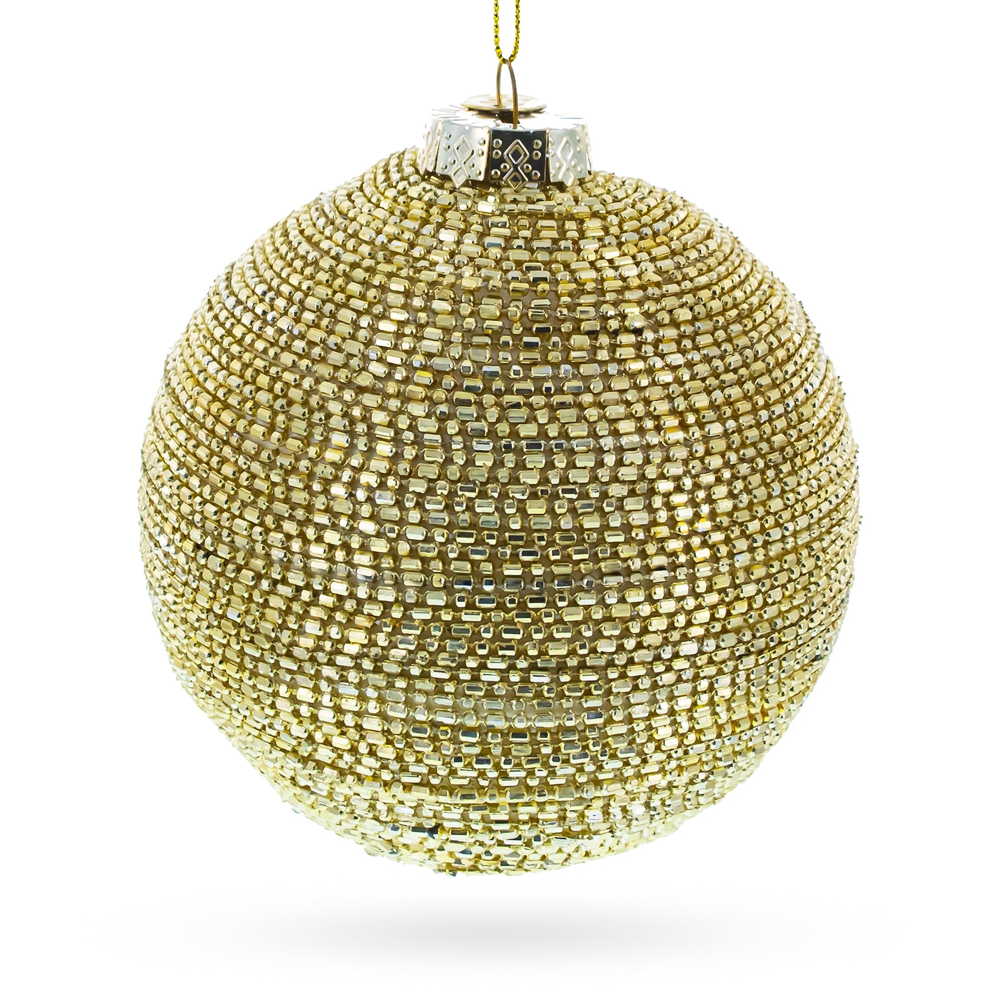 Beaded Gold Glass Ball -Glass Christmas Ornament BestPysanky