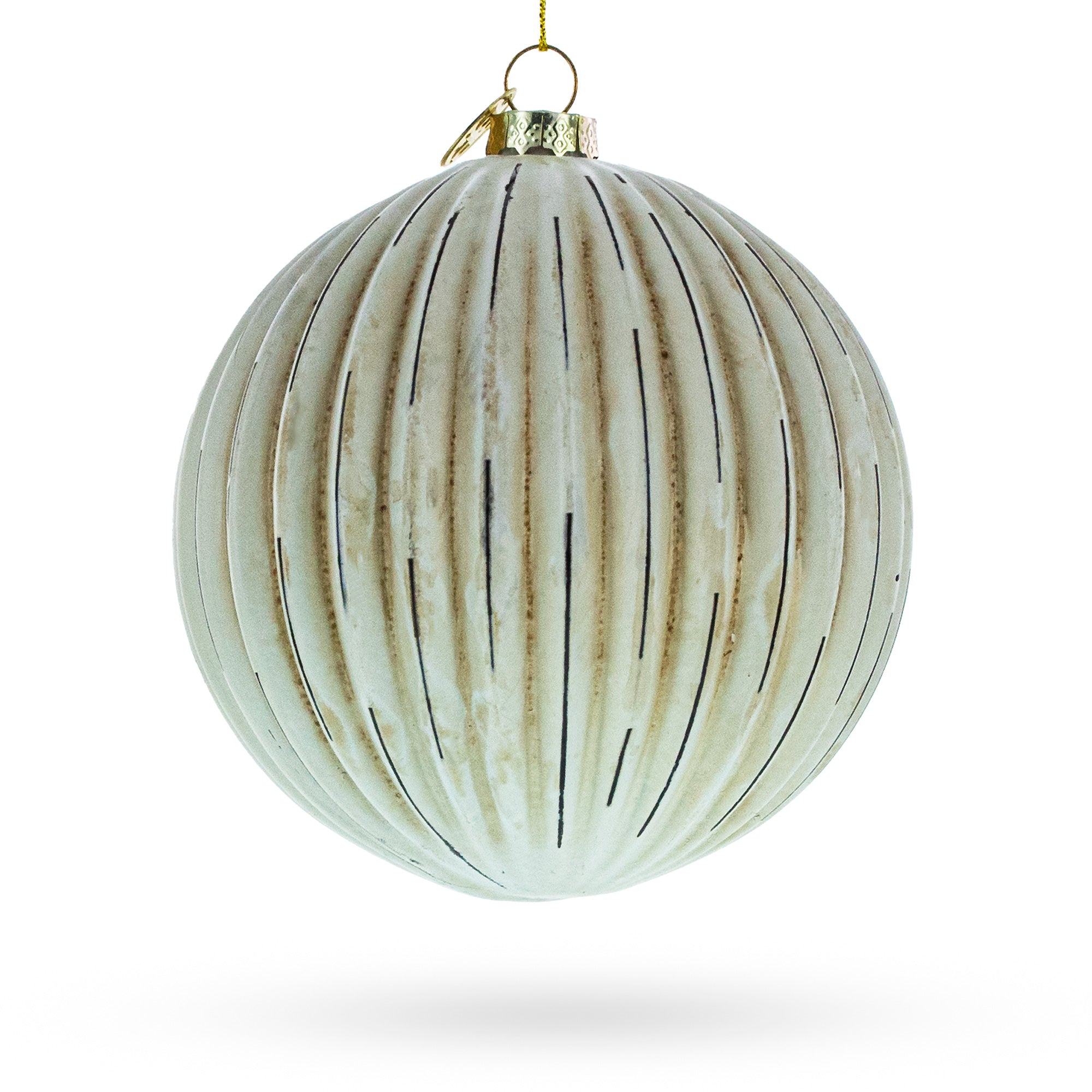 Antique-Style Ribbed Glass Ball Christmas Ornament