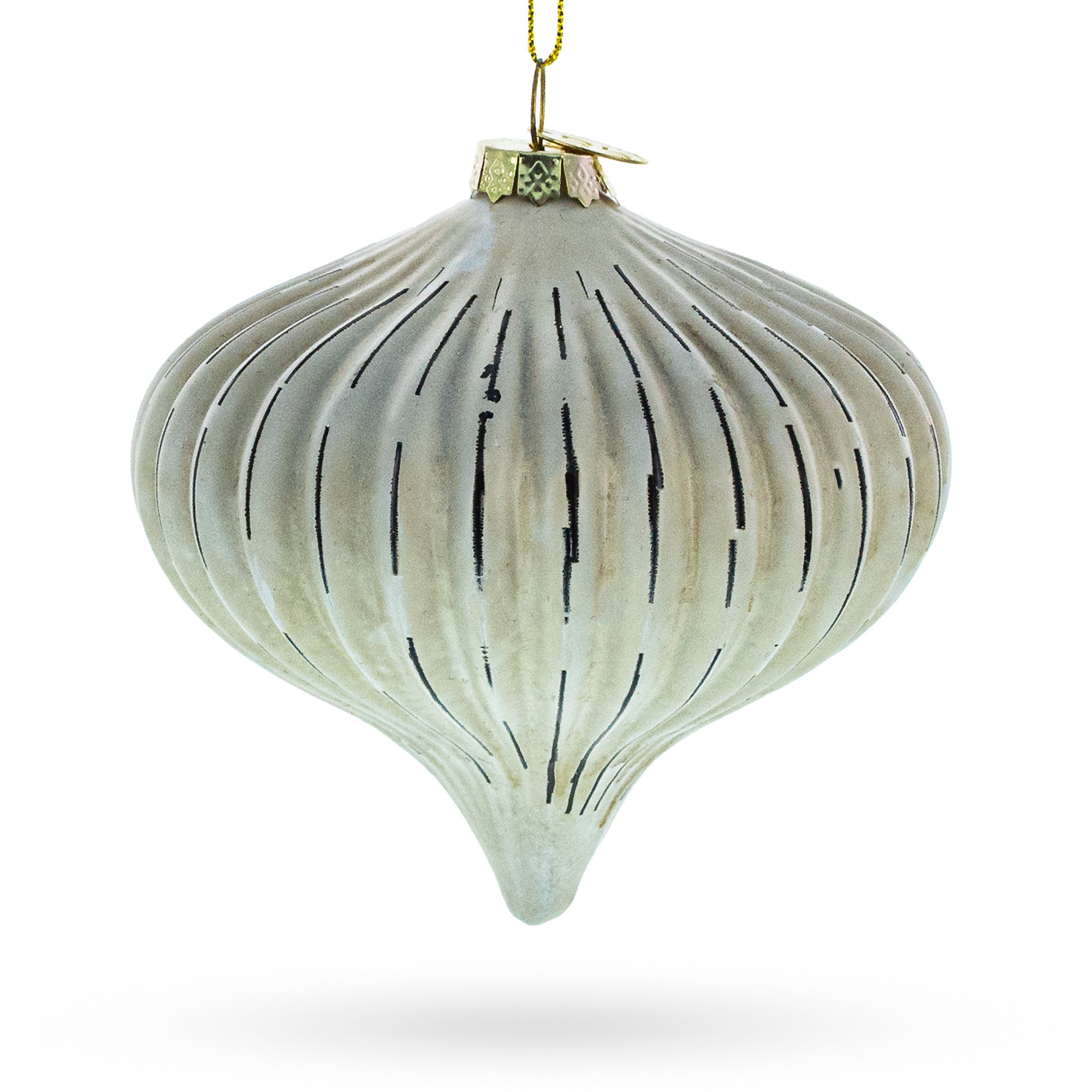 Ribbed Antique-Style Onion Finial -Glass Christmas Ornament