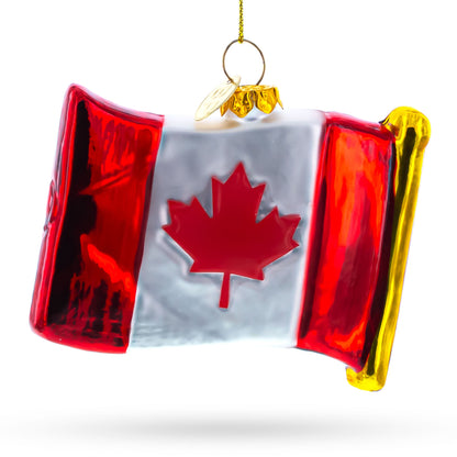 Waving Flag of Canada Glass Christmas Ornament