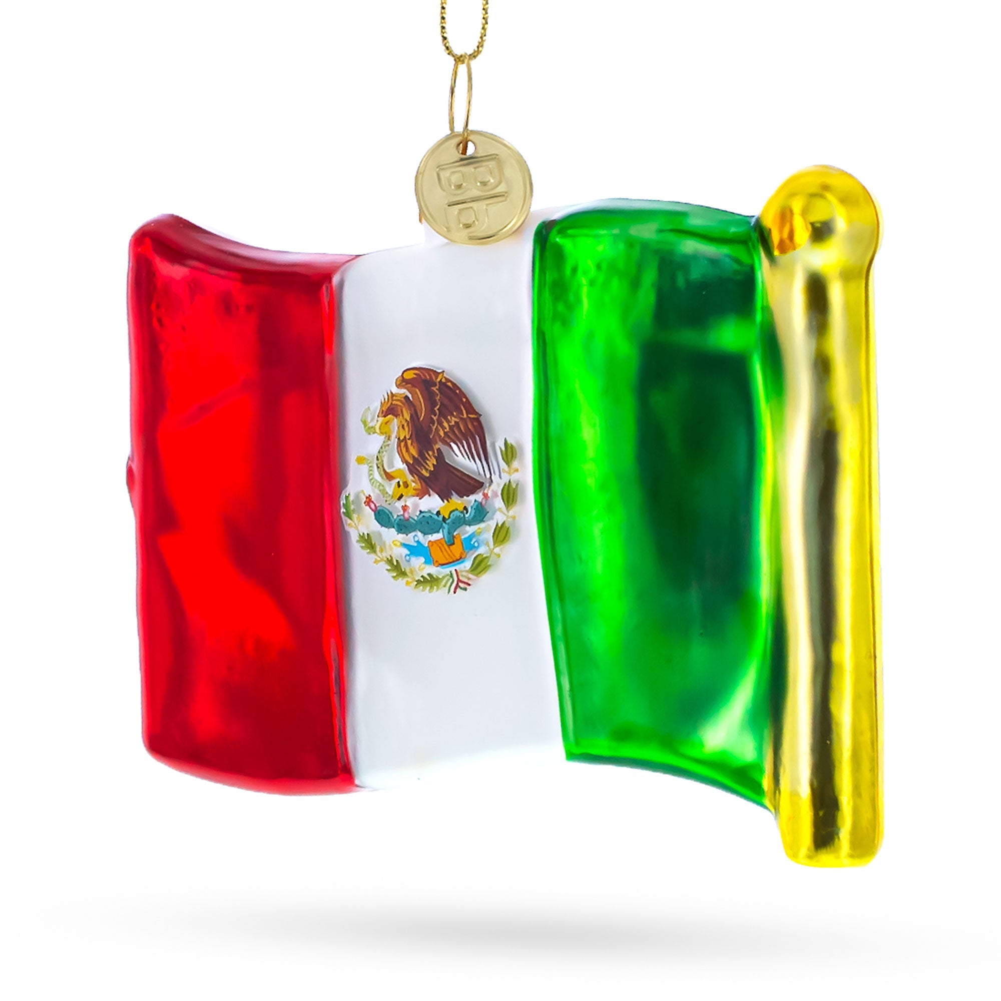Waving Flag of Mexico Glass Christmas Ornament