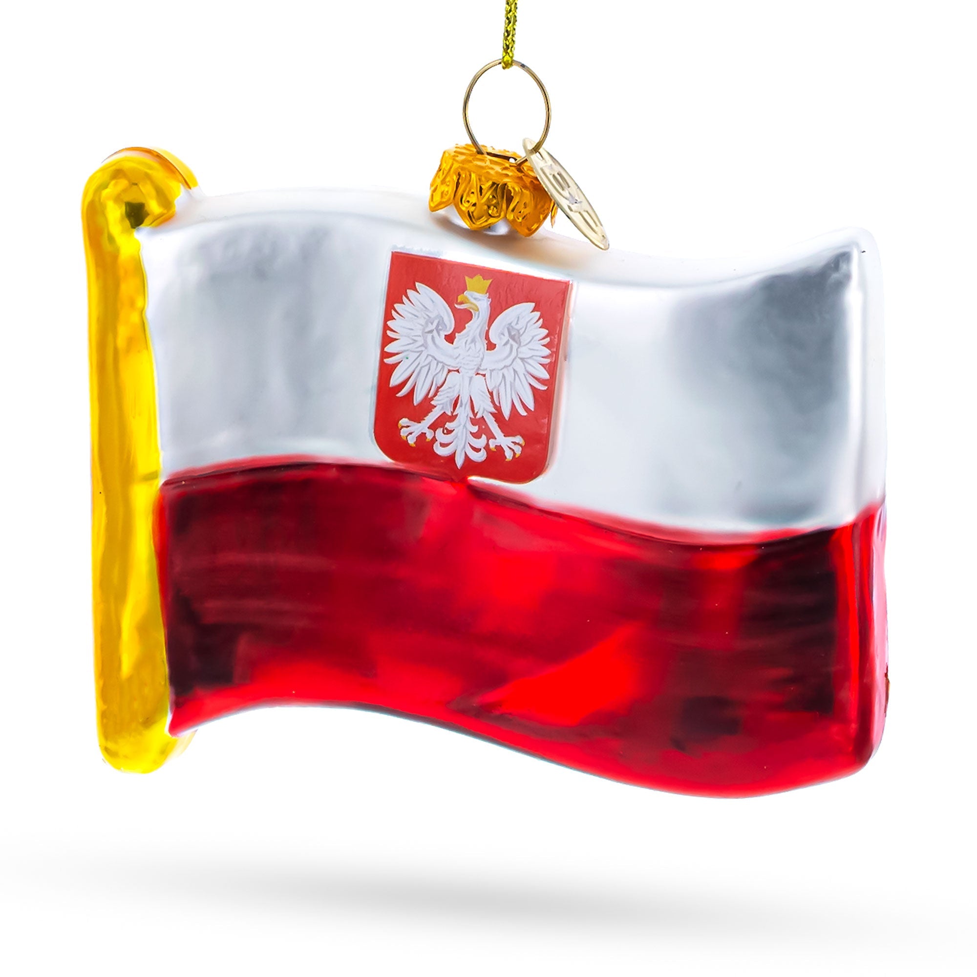 Waving Flag of Poland Glass Christmas Ornament