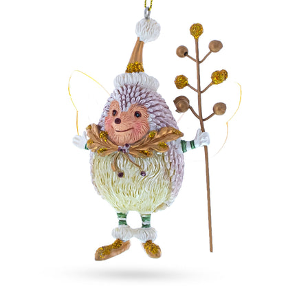 Hedgehog Fairy Glass Christmas Ornament