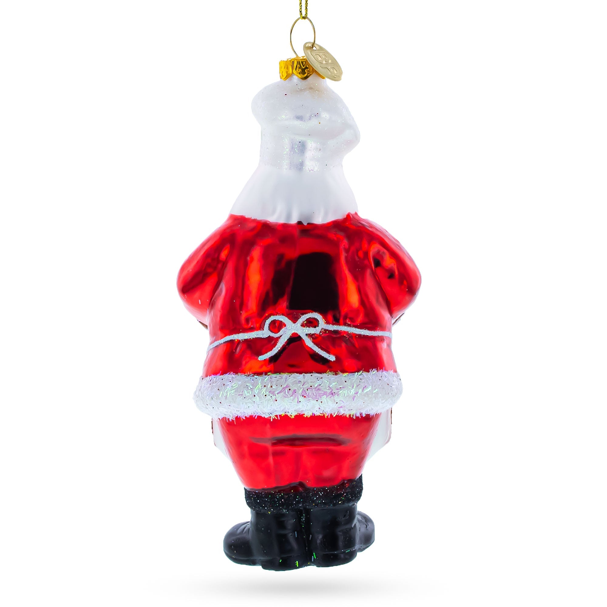 Santa Baking Gingerbread Cookies Glass Christmas Ornament
