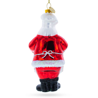 Santa Baking Gingerbread Cookies Glass Christmas Ornament