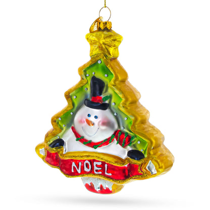 Snowman NOEL Christmas Tree Glass Ornament