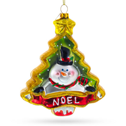 Snowman NOEL Christmas Tree Glass Ornament