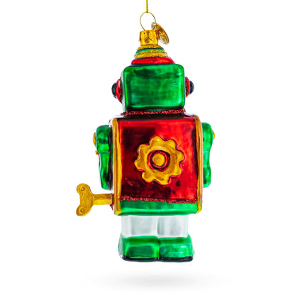 Robot-Drummer Glass Christmas Ornament