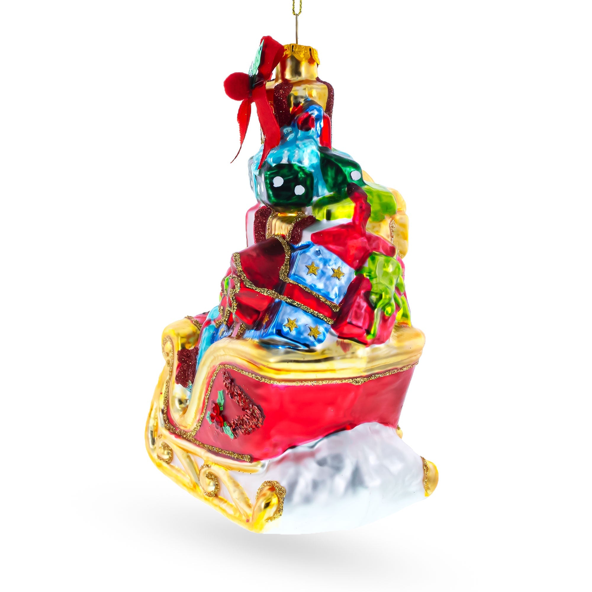 Sleigh Full of Gifts Glass Christmas Ornament