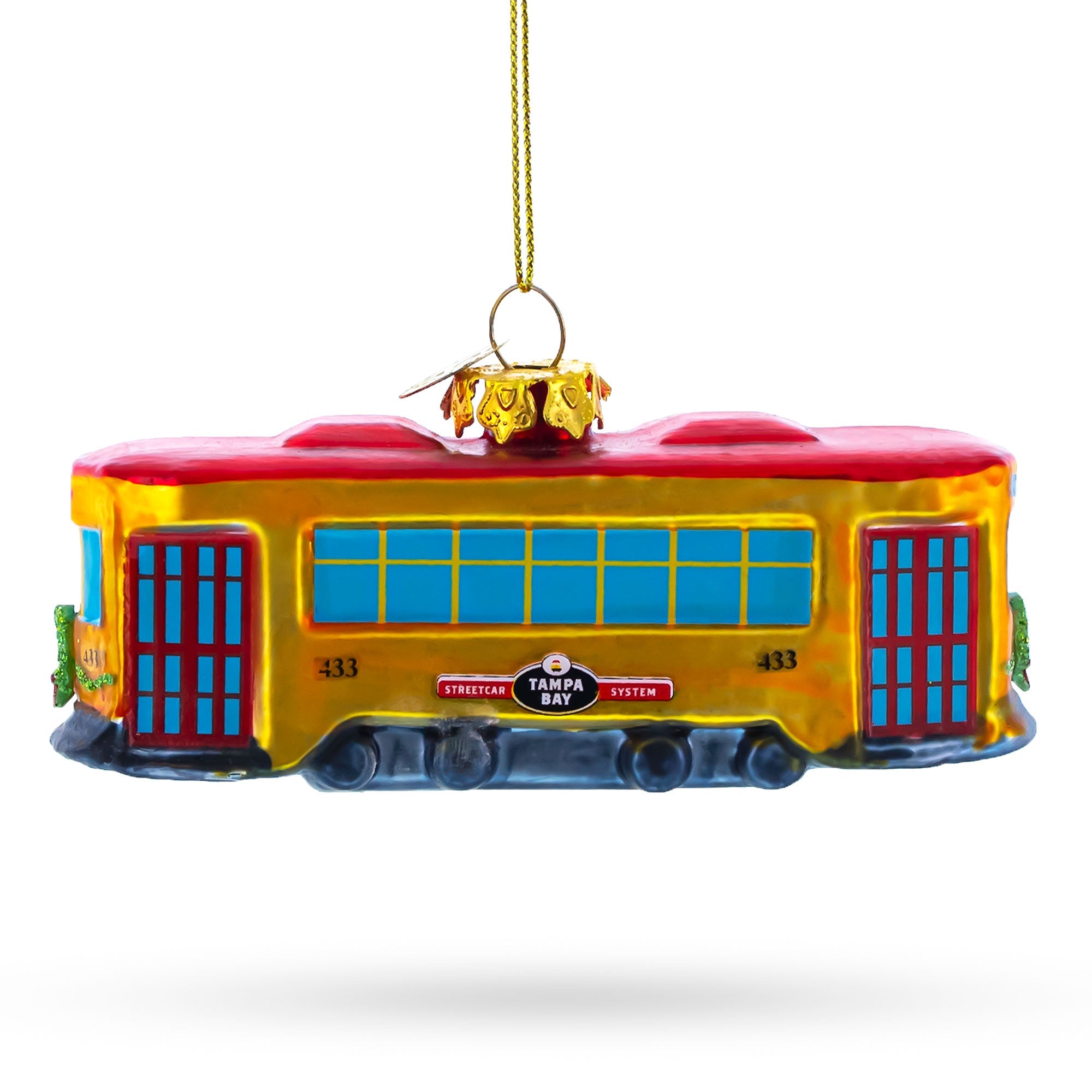 Vintage-Inspired Streetcar Glass Christmas Ornament