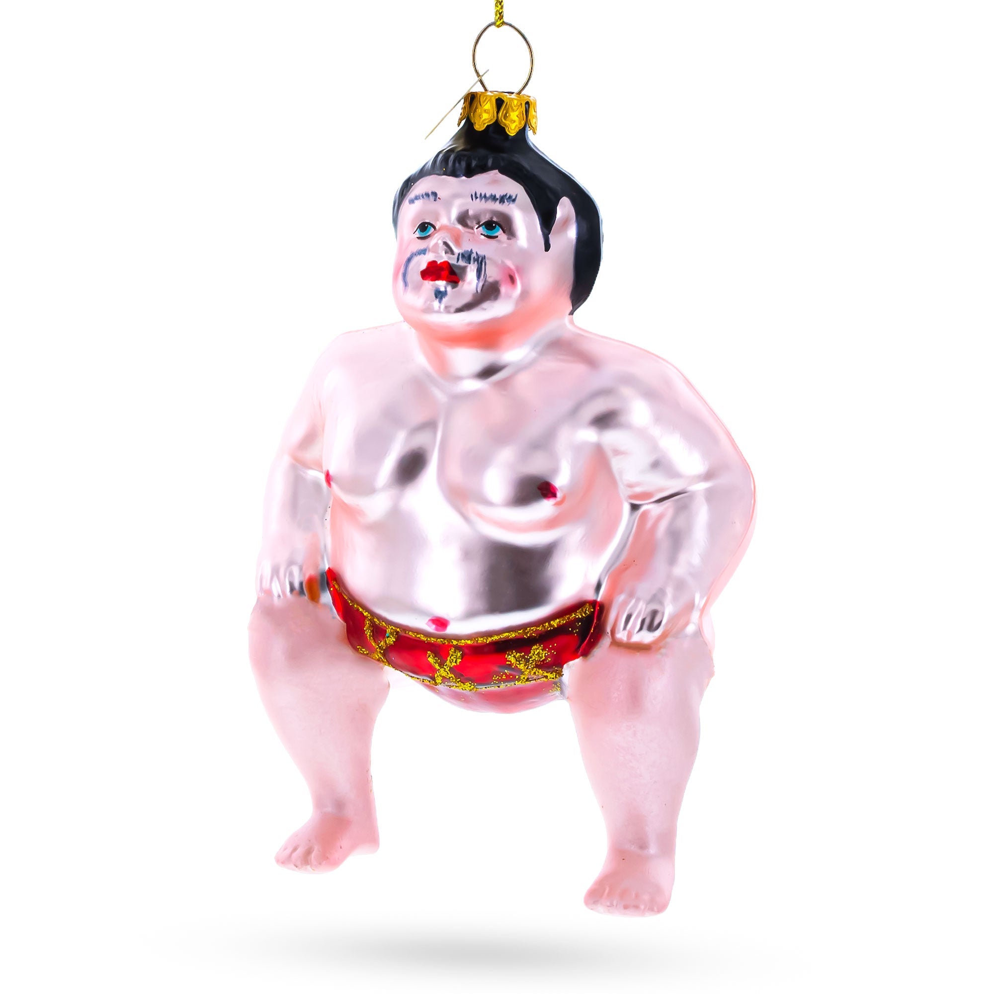 Sumo Wrestler Glass Christmas Ornament