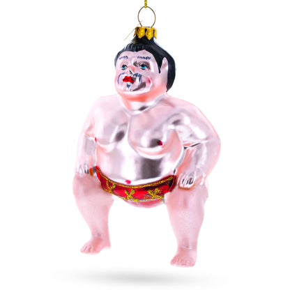 Sumo Wrestler Glass Christmas Ornament