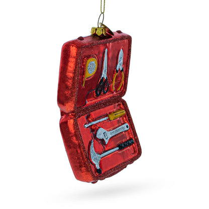 Handyman with Toolbox Glass Christmas Ornament