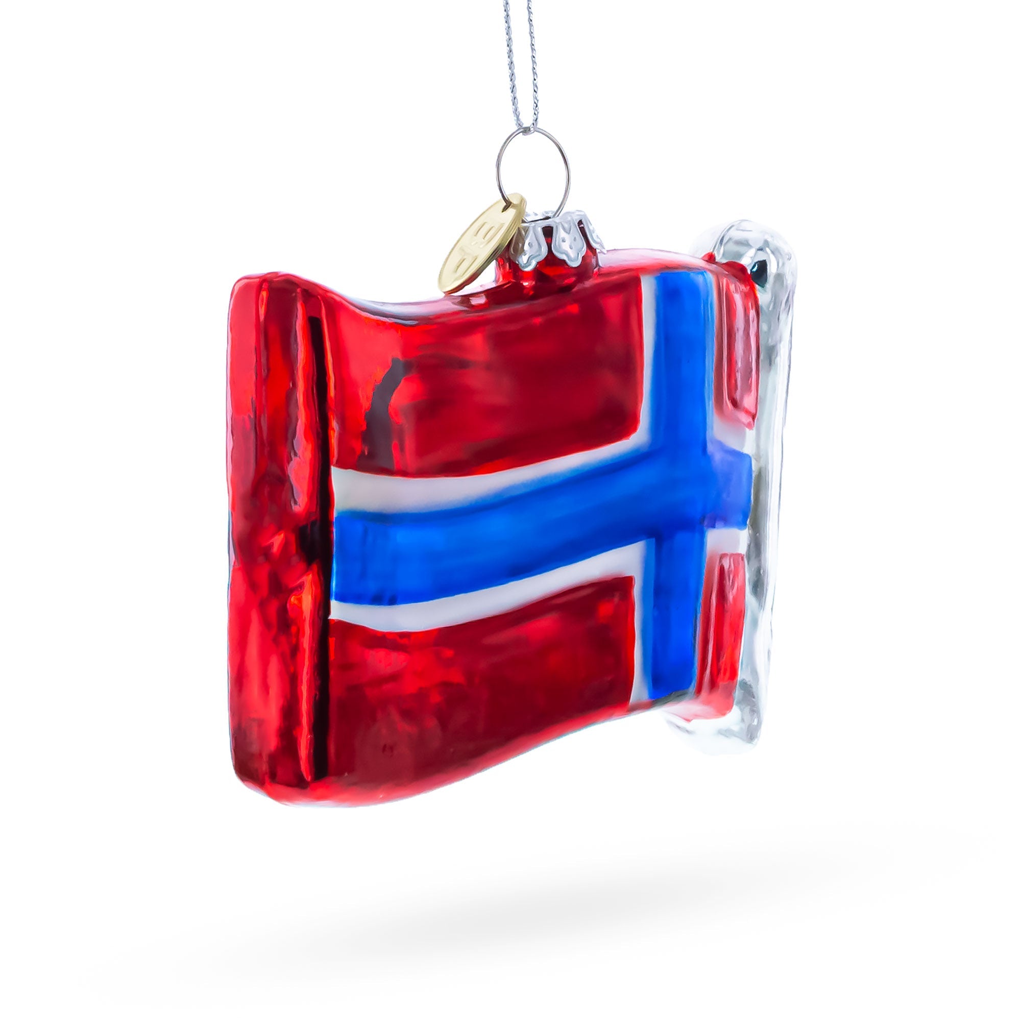 Waving Flag of Norway Glass Christmas Ornament