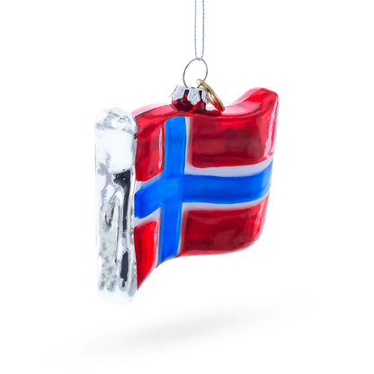Waving Flag of Norway Glass Christmas Ornament