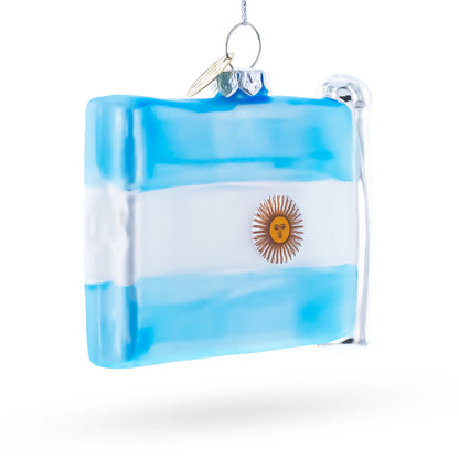 Waving Flag of Argentina Glass Christmas Ornament