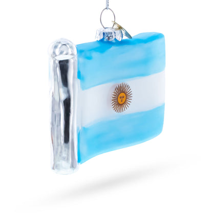 Waving Flag of Argentina Glass Christmas Ornament
