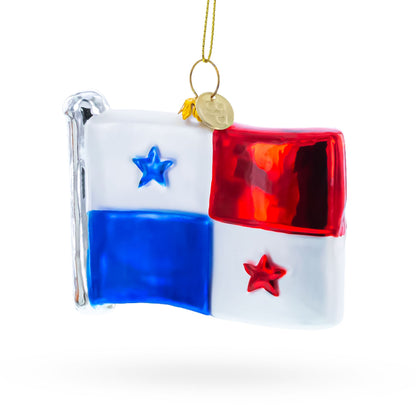 Waving Flag of Panama Glass Christmas Ornament