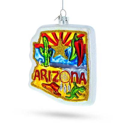 State of Arizona Symbols, USA Glass Christmas Ornament