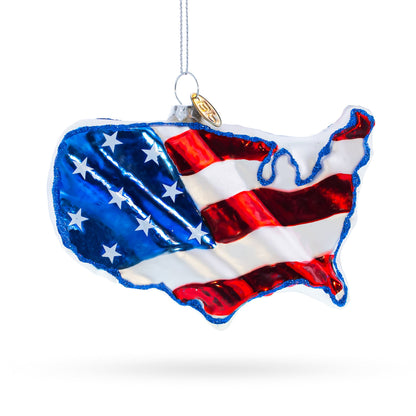 United States Flag on Map Glass Christmas Ornament BestPysanky