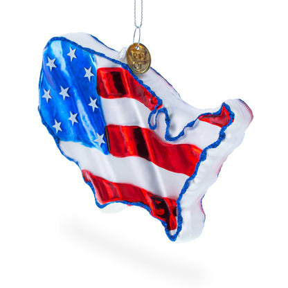 United States Flag on Map Glass Christmas Ornament BestPysanky