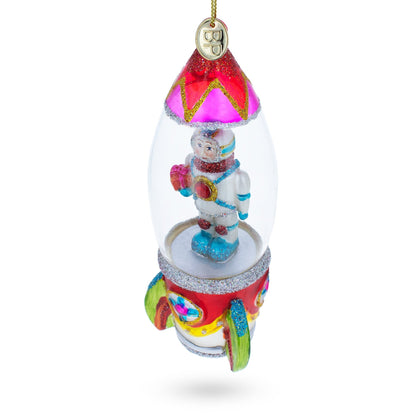 Trailblazing Astronaut Inside Spaceship Glass Christmas Ornament