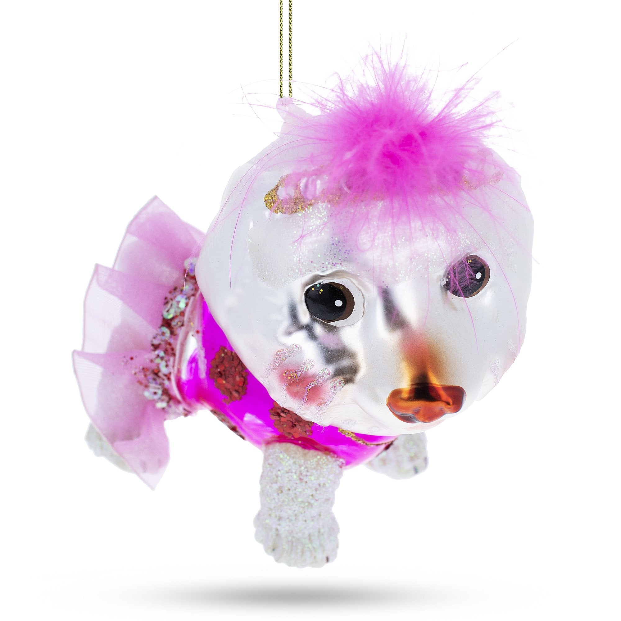 Bichon Frise Glass Christmas Ornament