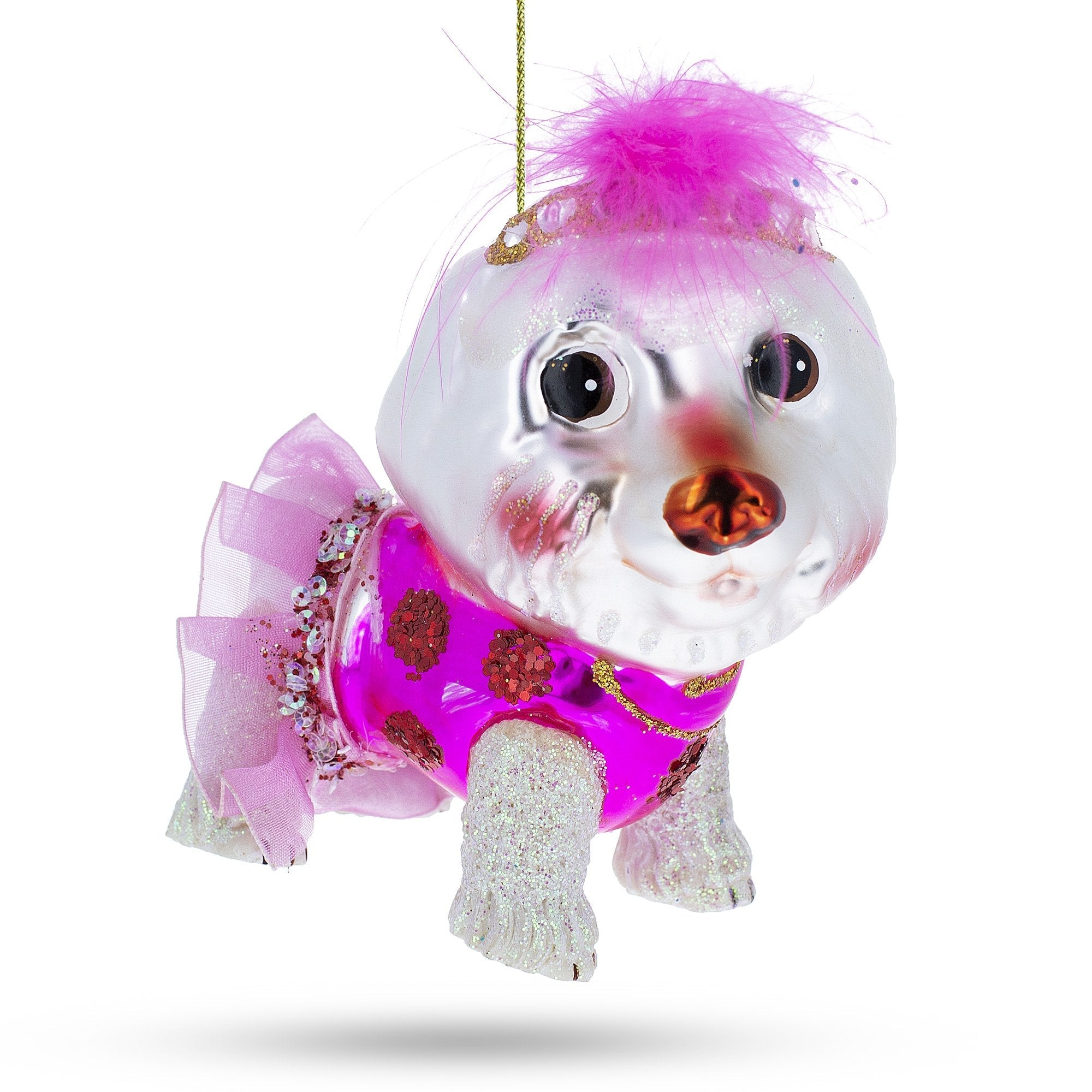 Bichon Frise Glass Christmas Ornament
