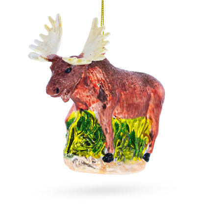 Moose Glass Christmas Ornament