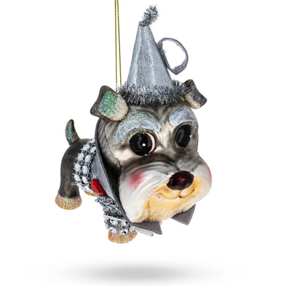 Schnauzer Glass Christmas Ornament
