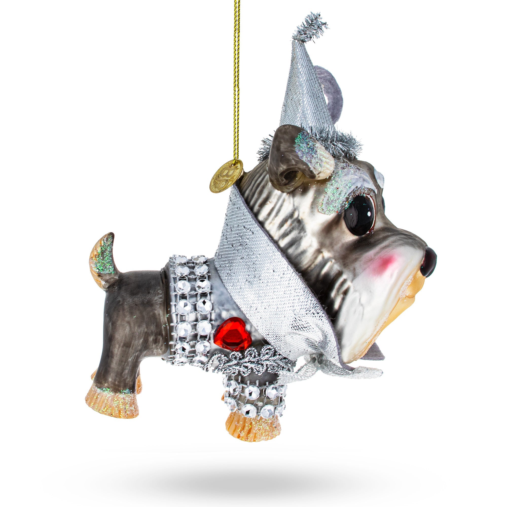 Schnauzer Glass Christmas Ornament