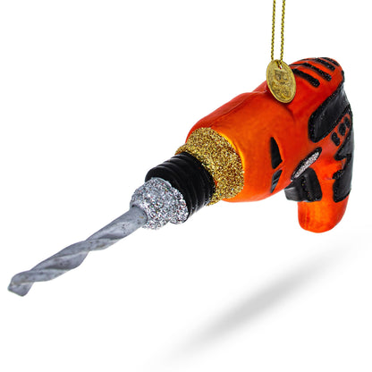 Power Drill Tool Glass Christmas Ornament