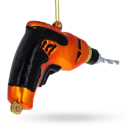 Power Drill Tool Glass Christmas Ornament