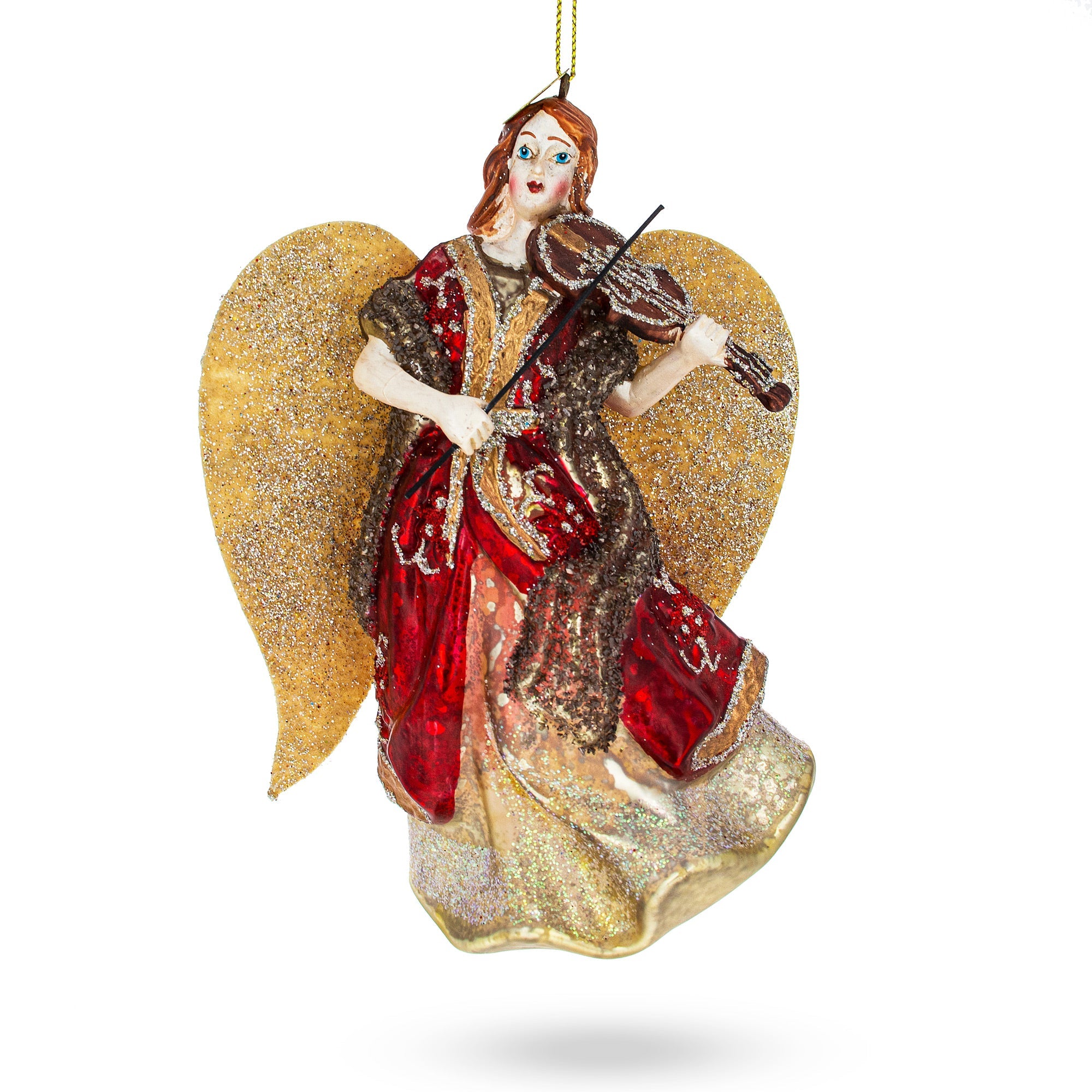 Angel Playing Violin Glass Christmas Ornament BestPysanky