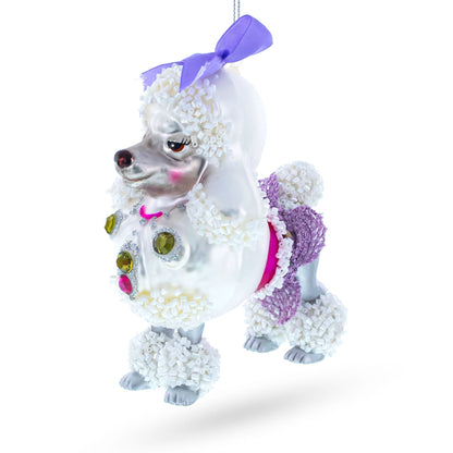 Bejeweled Poodle Glass Christmas Ornament BestPysanky