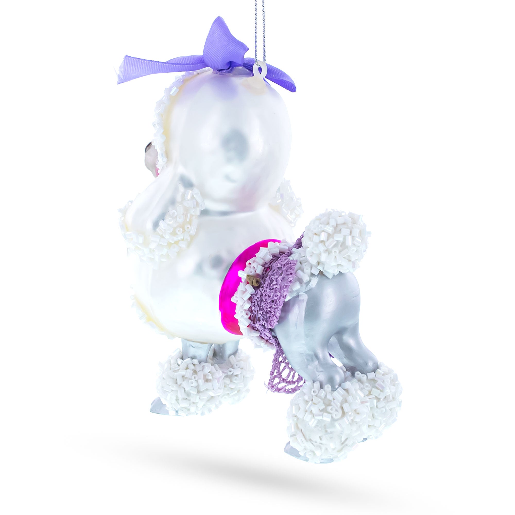 Bejeweled Poodle Glass Christmas Ornament BestPysanky
