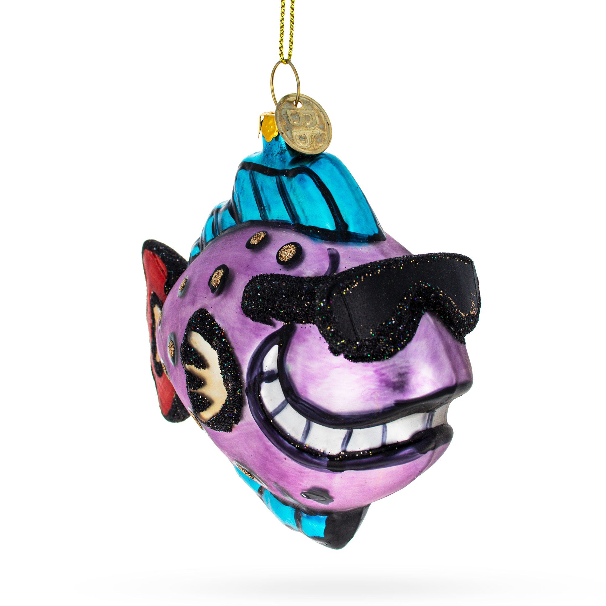 Cool Fish Wearing Sunglasses Glass Christmas Ornament