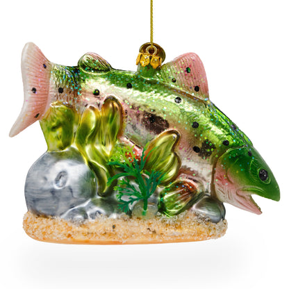 Rainbow Trout Glass Christmas Ornament